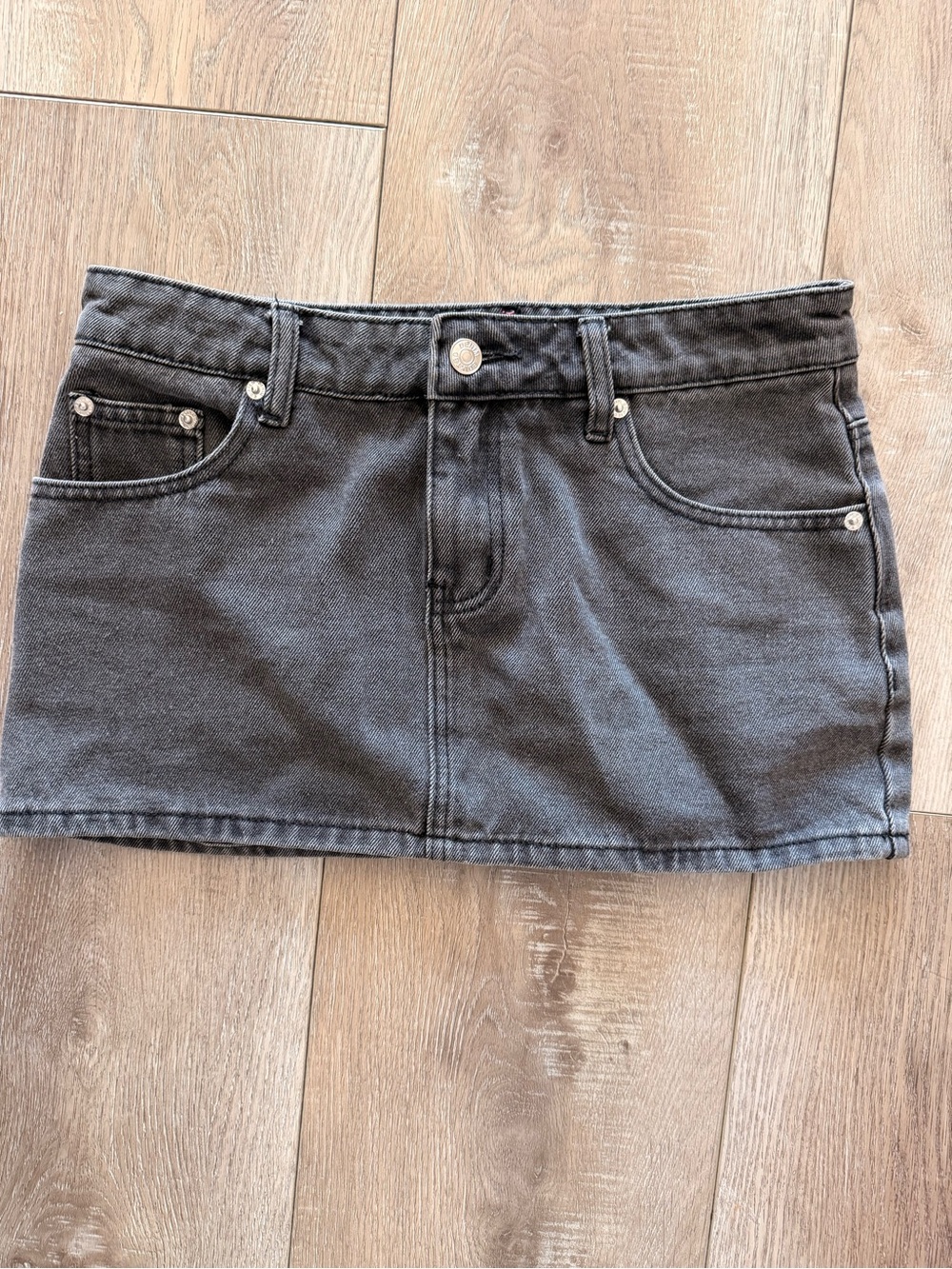 Edikted Charcoal Black Denim Mini Skirt